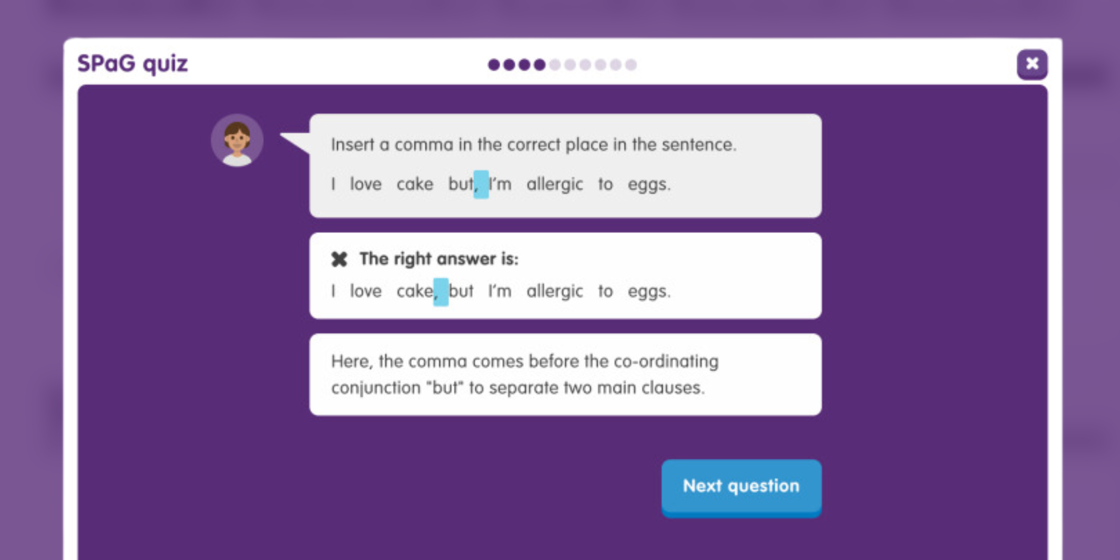 Educake Primary example homework or revision question.